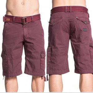 Affliction Men's Cargo shorts Summer Biker MMA Brunt Red Biker Embroidered